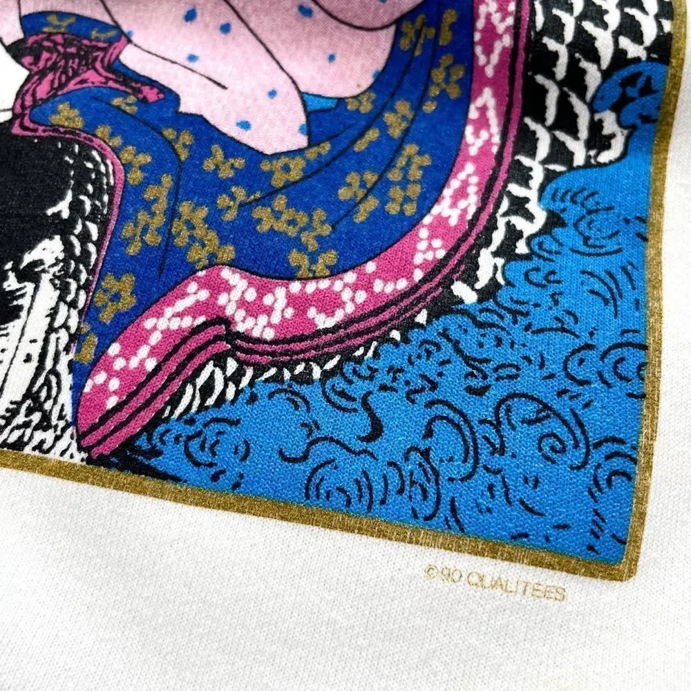 Vtg 90s Japanese Woodblock Print Sweatshirt, Ukiyo- Geisha Japan, Hanes USA XL - Picture 3 of 5